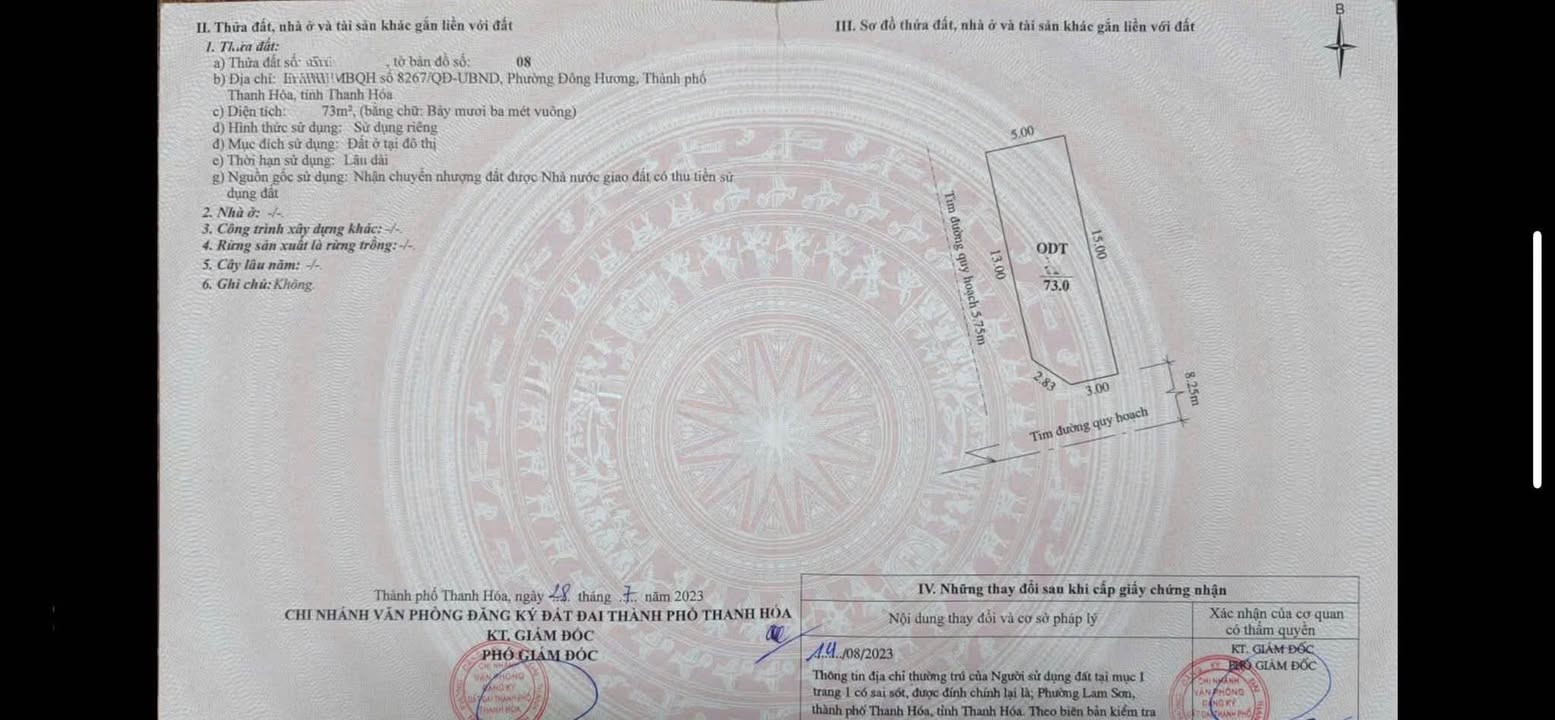 Đất nền đầu ve mặt tiền Trục chính Cầu Đèn - TP Thanh Hóa, 73m²