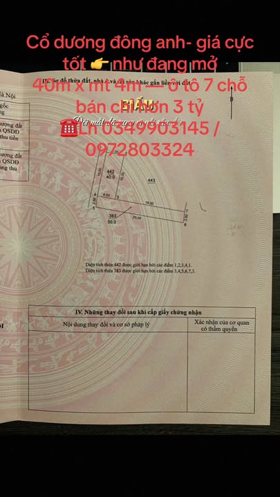 Đất Nền Tiên Dương Đông Anh 178m² - Mặt Tiền Rộng, Ô Tô Vào Đất - Giá 3 Tỷ