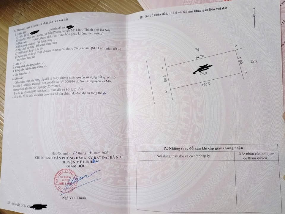 Đất nền Tiền Phong Mê Linh 74m² - Sổ đỏ chính chủ kinh doanh tốt!