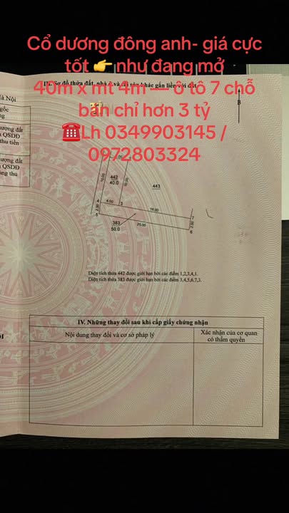 Đất nền Tiên Dương, Đông Anh 43.5m² - Đường ô tô vào tận đất!