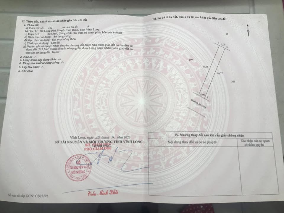 Đất nền Song Phú Tam Bình 230m² - Sổ hồng chính chủ giá 320 triệu