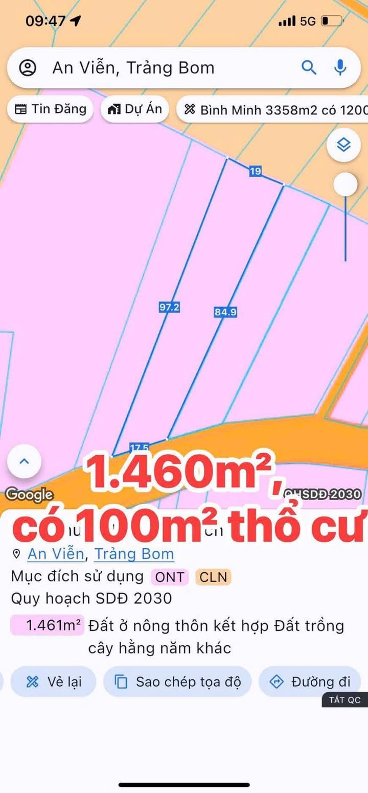 Đất Sào An Viễn 1460m² - Đường lớn ô tô, thổ cư sẵn sàng!