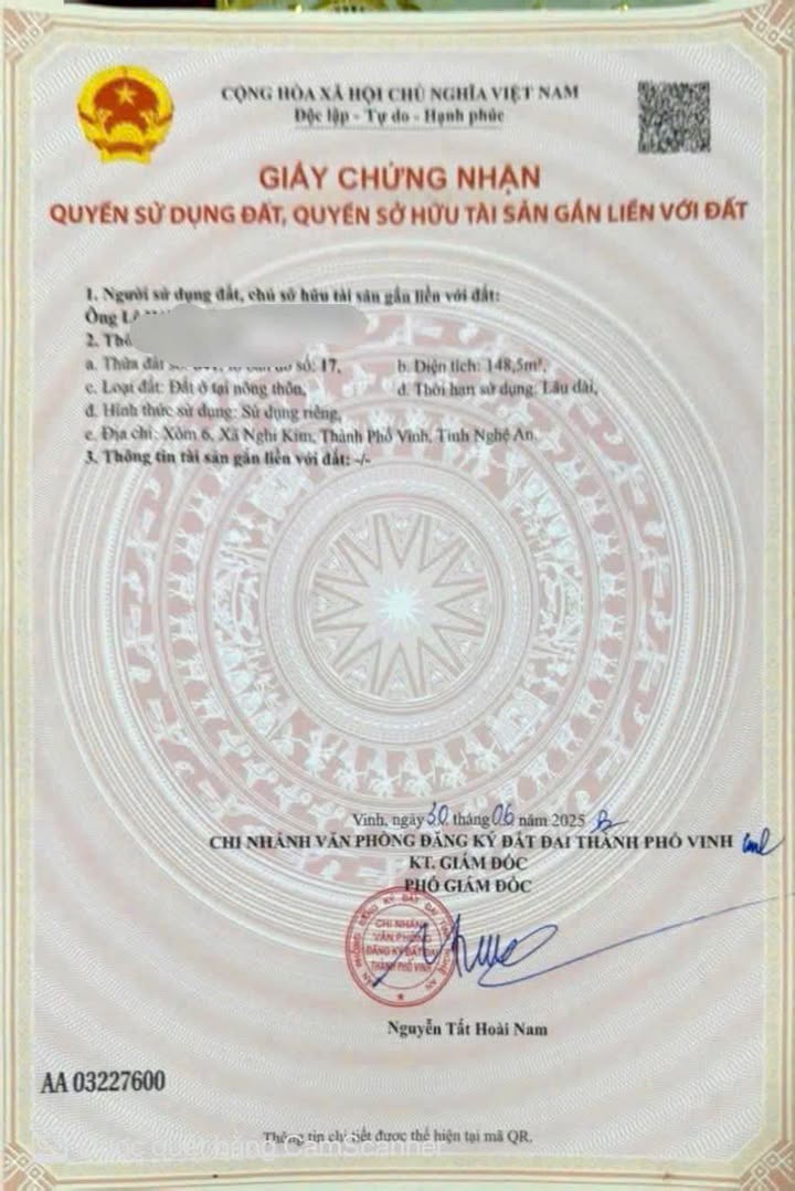 Đất Kinh Doanh Mặt Tiền Đường Xuân Lộc, Vinh - 148.5m² Giá 4 Tỷ