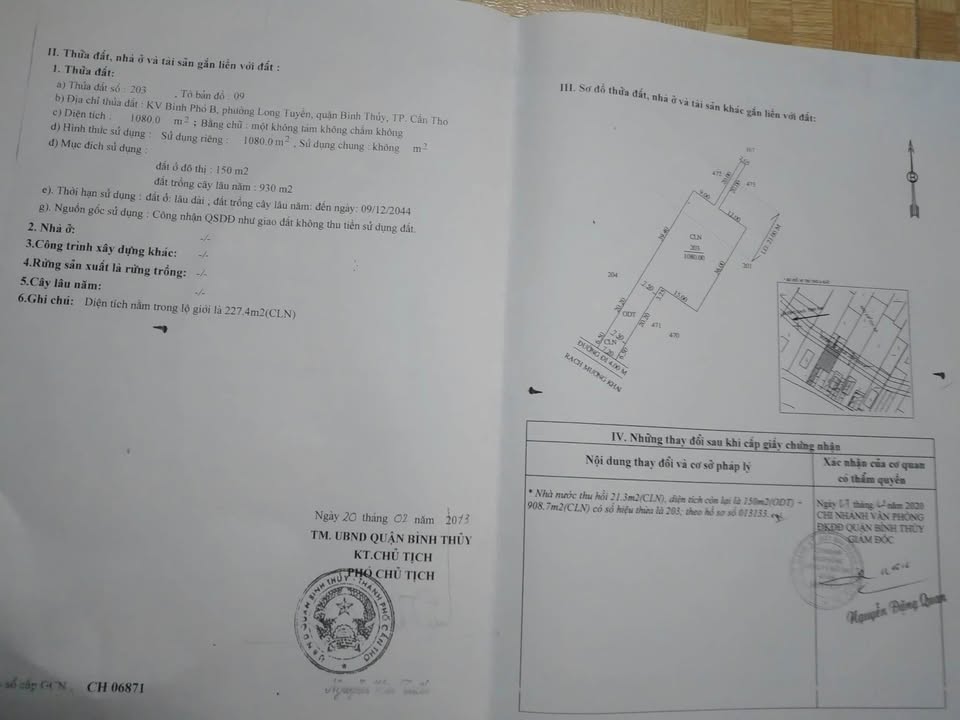Đất nền Bình Thủy Cần Thơ 1320m² - Sổ hồng chính chủ, mặt tiền kè sông