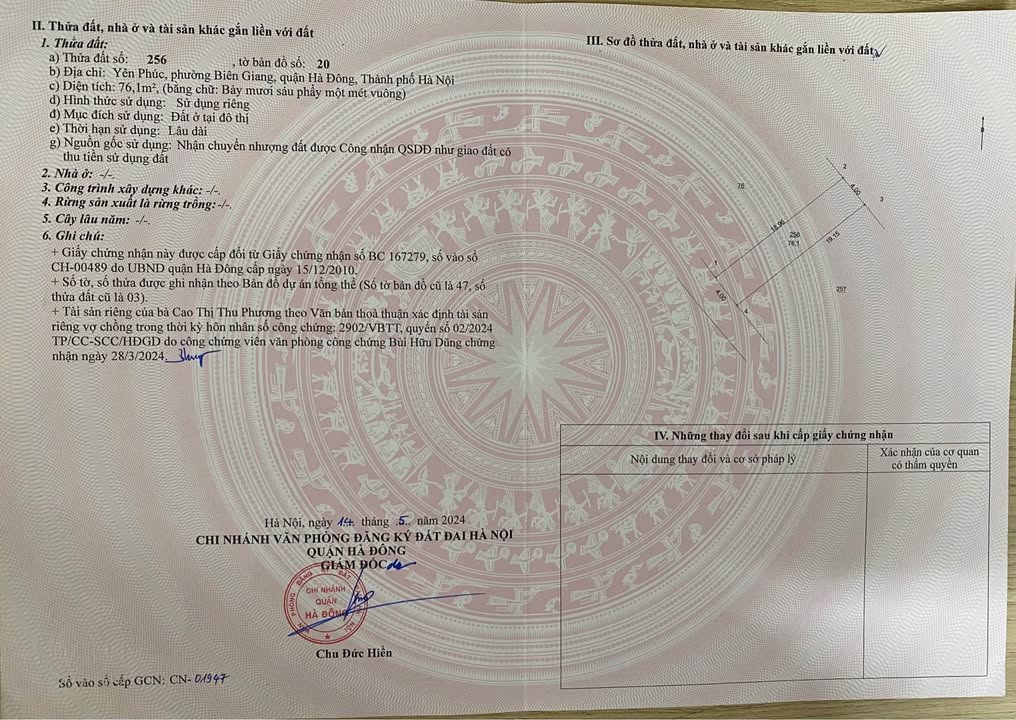 Bán đất Hà Đông 76m² sổ đỏ, đường ô tô thông thoáng - Giá 6 tỷ