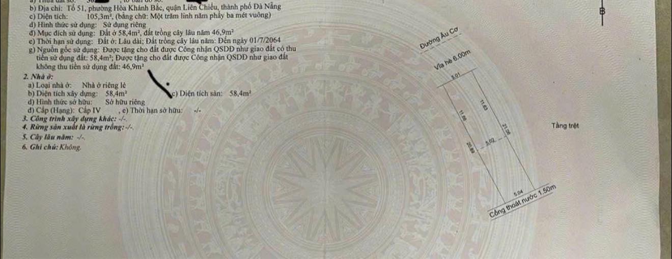 Nhà Phố Âu Cơ, Liên Chiểu 105.3m² - Đầu tư sinh lời ngay!