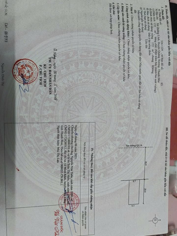 Đất nền Xã Quảng Lĩnh, Quảng Xương 174m² - Sổ đỏ chính chủ!