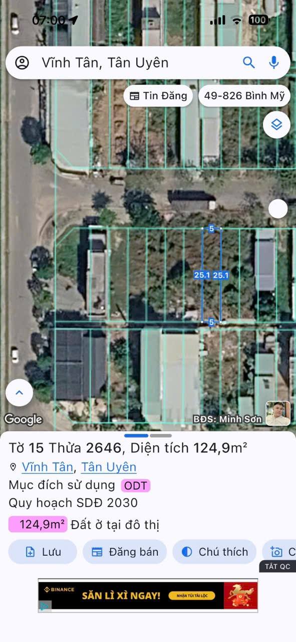 Đất thổ cư 125m² Vĩnh Tân, Bình Dương - Giá ngộp chỉ 2.3 tỷ