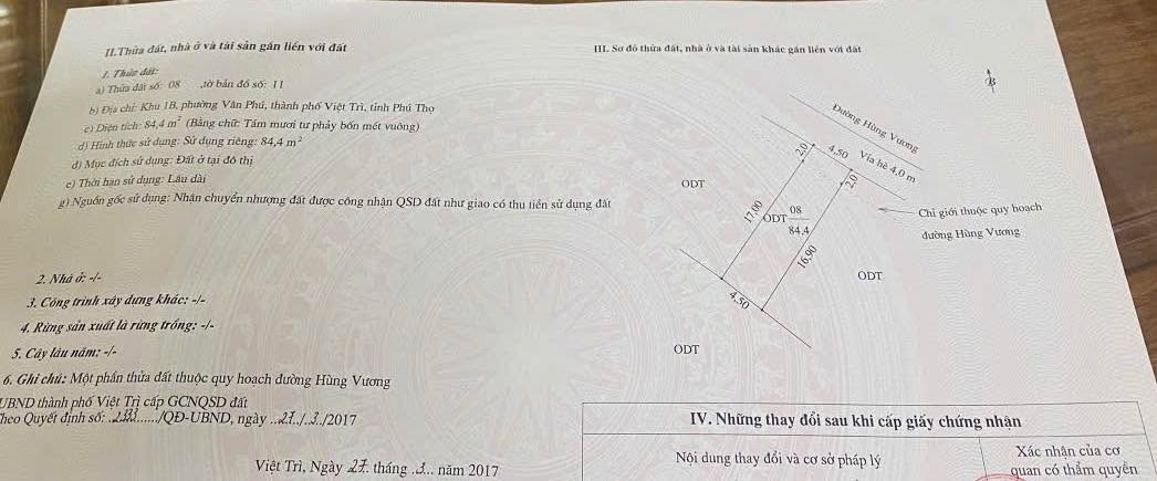 Đất nền Đại Lộ Hùng Vương, Việt Trì - 84.4m² - Kinh doanh sầm uất