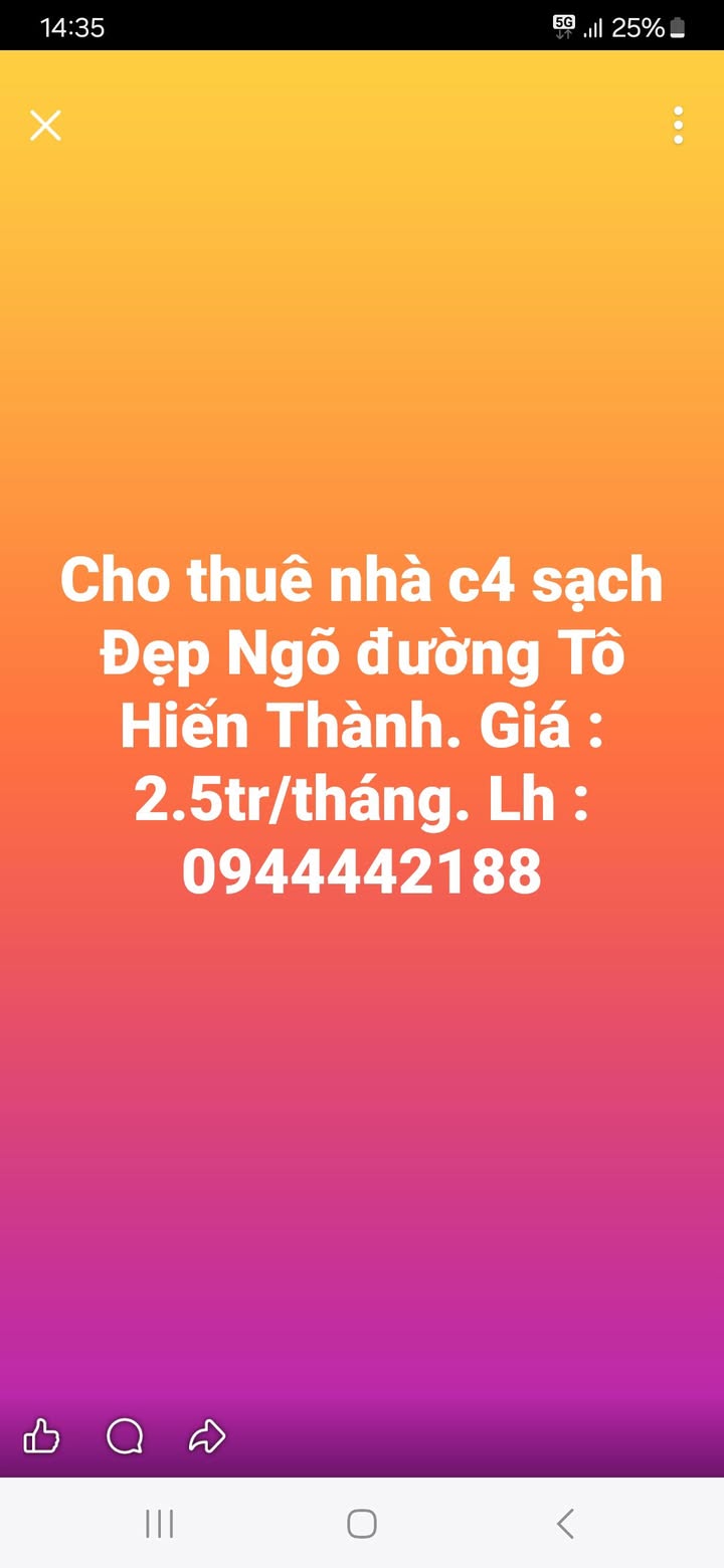 Cho thuê nhà cấp 4 sạch đẹp, 2.5tr/tháng, Ngõ Tô Hiến Thành, Nam Định