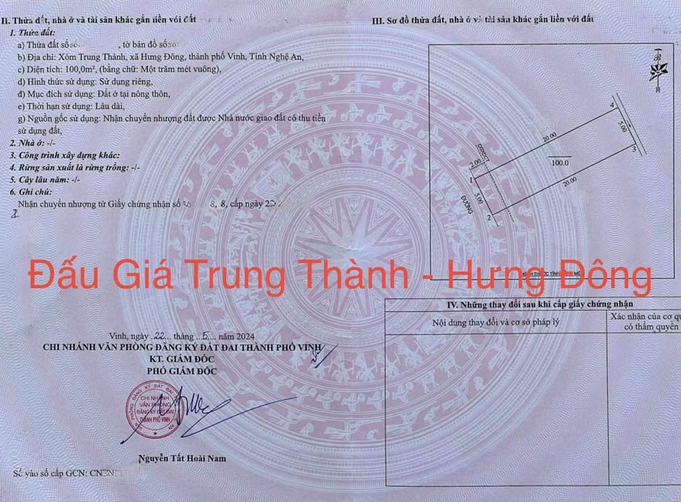 Bán Đất Đấu Giá Trung Thành 100m² - Hưng Đông, Vinh - Sẵn Sàng Xây Dựng