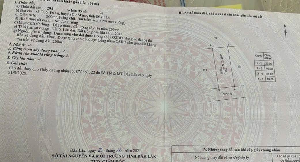 Đất nền Cuor Đăng Buôn Ma Thuột 260m² - Sổ đỏ chính chủ!