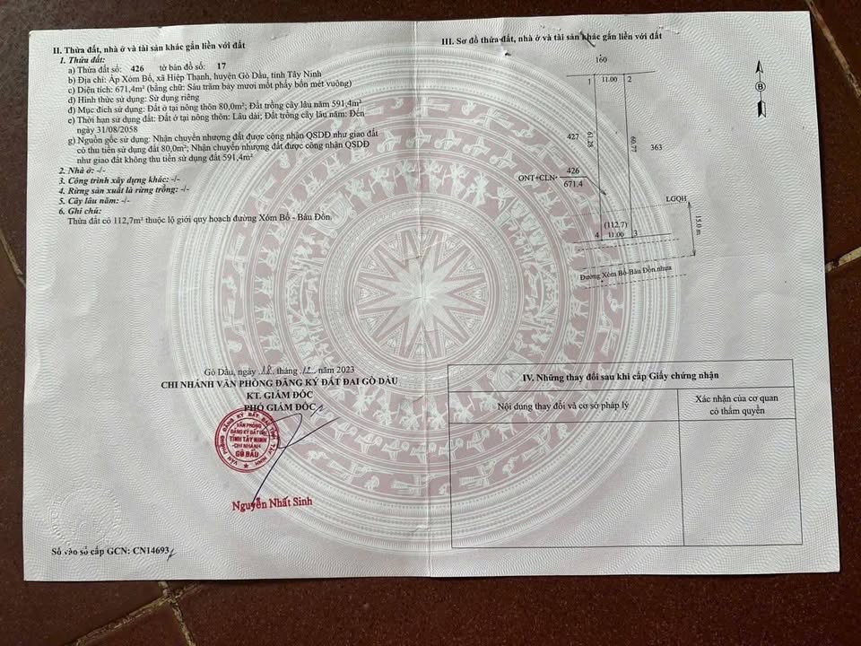 Đất nền Xóm Bố Gò Dầu 660m² - Mặt tiền rộng, giá tốt 2.75 tỷ