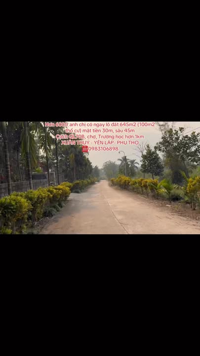 Đất nền Xuân Thủy Yên Lập 645m² - Tiềm năng tăng giá vượt trội!