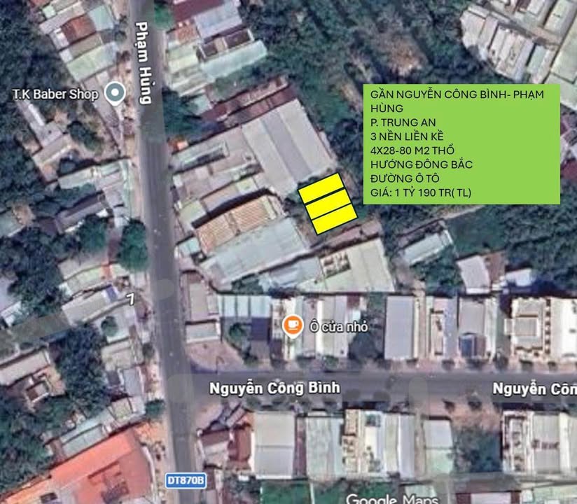 Đất nền Trung An, Mỹ Tho 80m² - Sổ đỏ thổ cư, ô tô vào đất