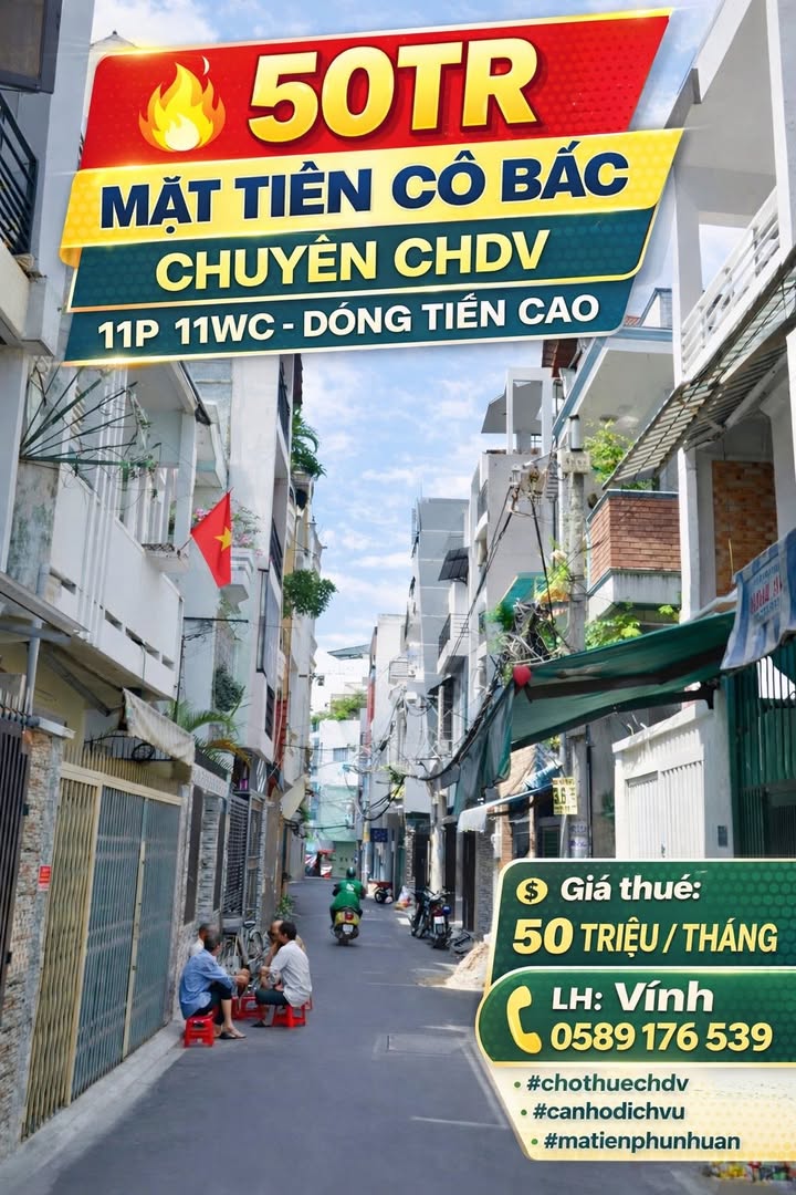 Nhà Phố CHDV Mặt Tiền Cô Bắc, Phú Nhuận 64m² - Dòng Tiền Ổn Định 50 Triệu/Tháng!