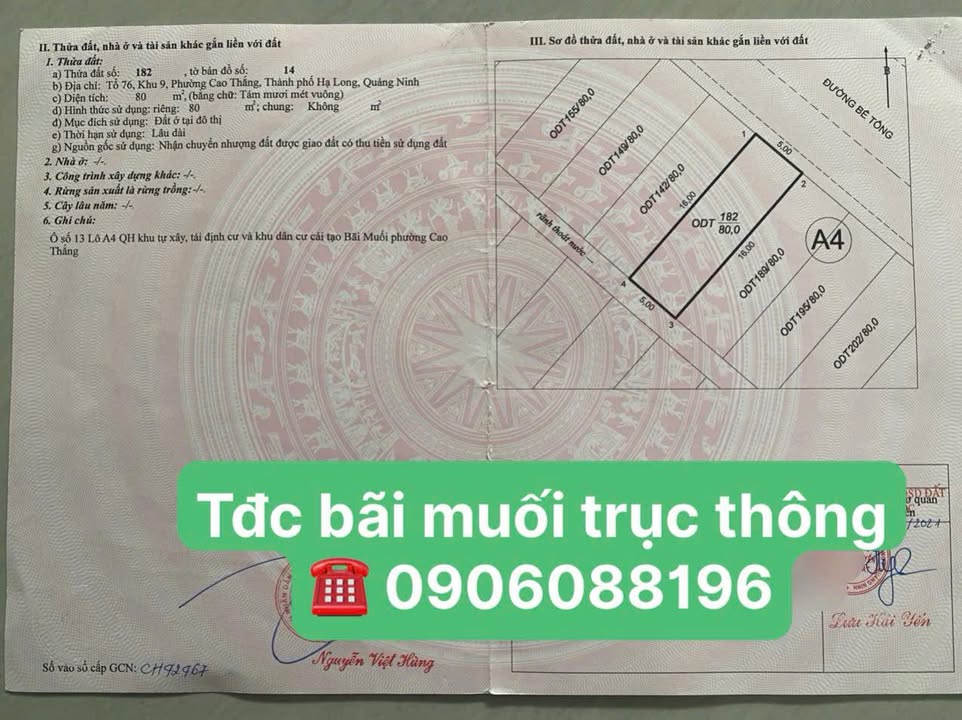 Bán Đất Kinh Doanh Mặt Tiền 5m TĐC Bãi Muối, Hạ Long - 80m² Giá 4 Tỷ