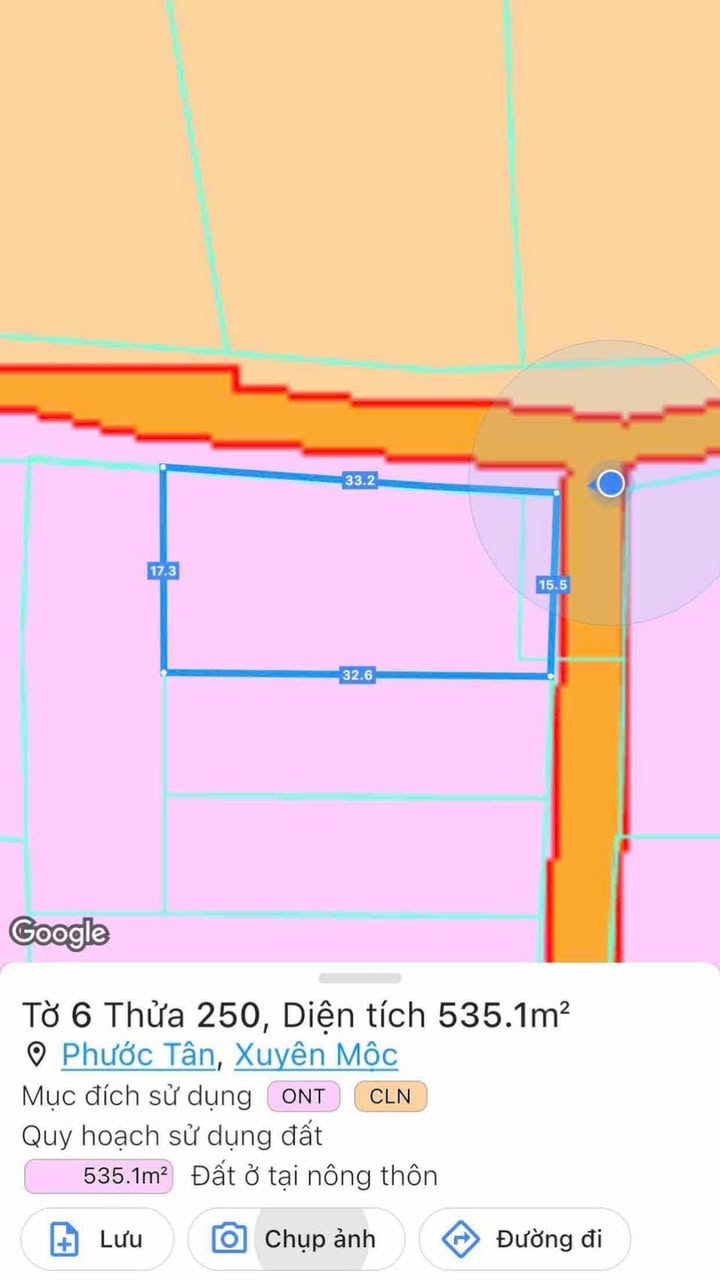 Đất nền Xã Phước Tân, Xuyên Mộc 535m² - Đường to ô tô, 2 mặt tiền