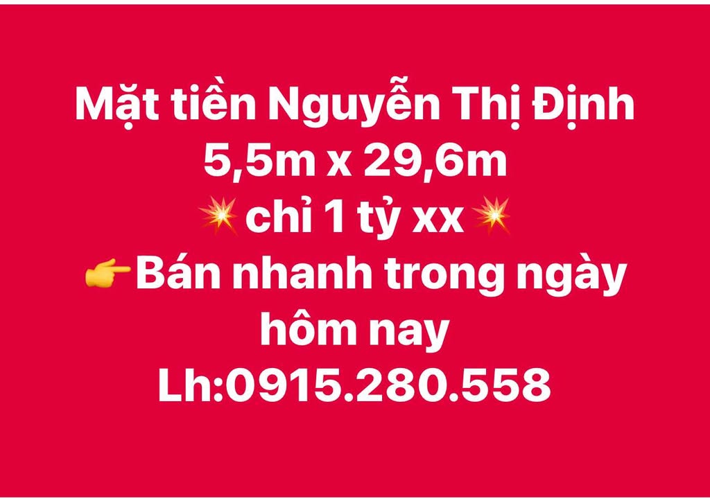 Mặt tiền Nguyễn Thị Định, Đồng Hới - Đất 162.8m² giá 1 tỷ xx, bán gấp!