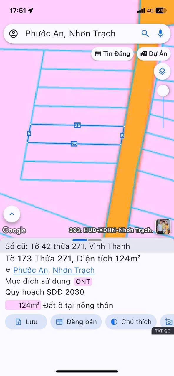 Đất nền 124m² Vĩnh Thanh, Nhơn Trạch - Sổ đỏ 100% thổ cư, giá 2.3 tỷ