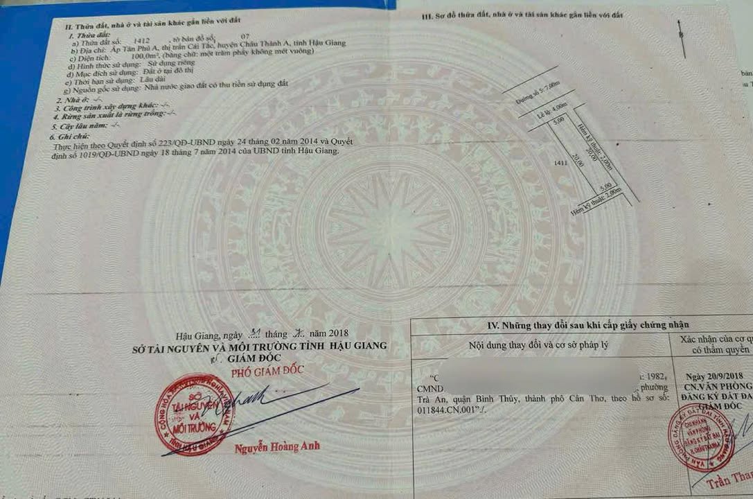 Đất Nền 100m² Hẻm Thông Vạn Phát Cái Tắc - Sổ Hồng Thổ Cư, Giá 950 Triệu