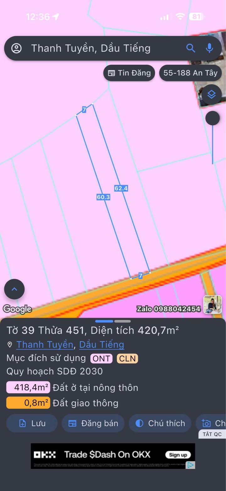 Đất Vàng Dầu Tiếng 434m² Thổ Cư - Sổ Hồng Sẵn Sàng - Giá 2.1 Tỷ