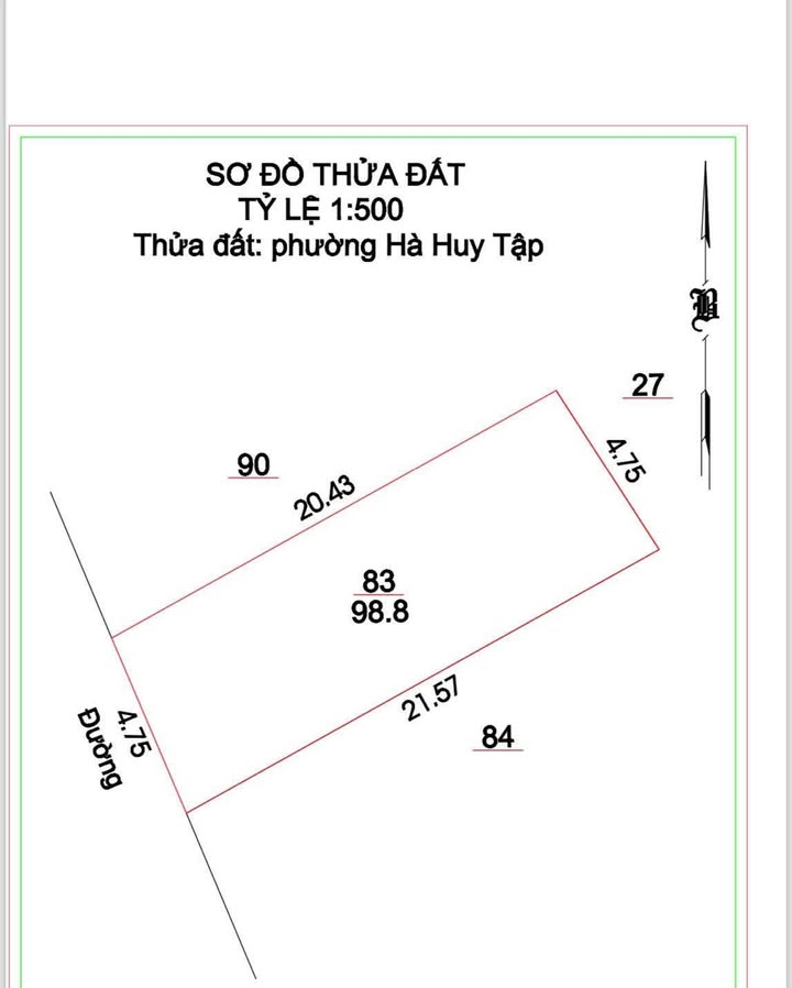 Đất nền Hà Huy Tập, Vinh 99m² - Tiềm năng tăng giá vượt trội!