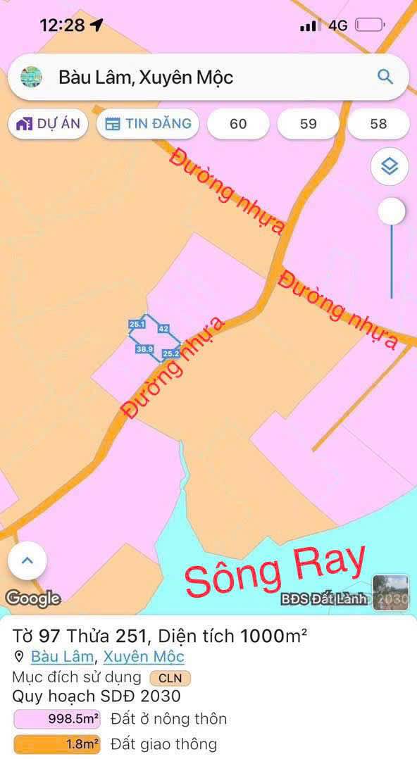 Đất nền Bàu Lâm 1000m² giá 1 tỷ - Sổ đỏ chính chủ