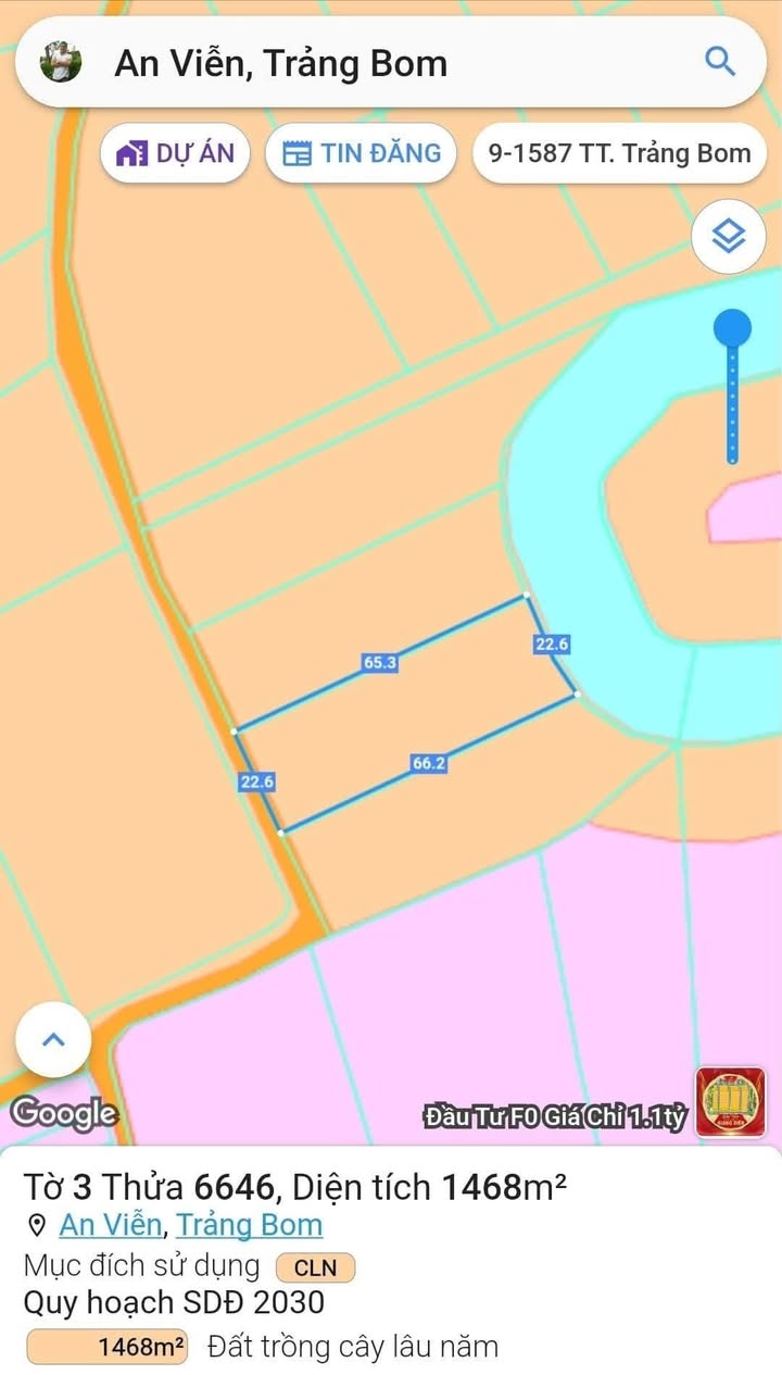 Đất nền Trảng Bom 1500m² sổ riêng view Sông Buông - Giá 2.x tỷ đầu tư sinh lời