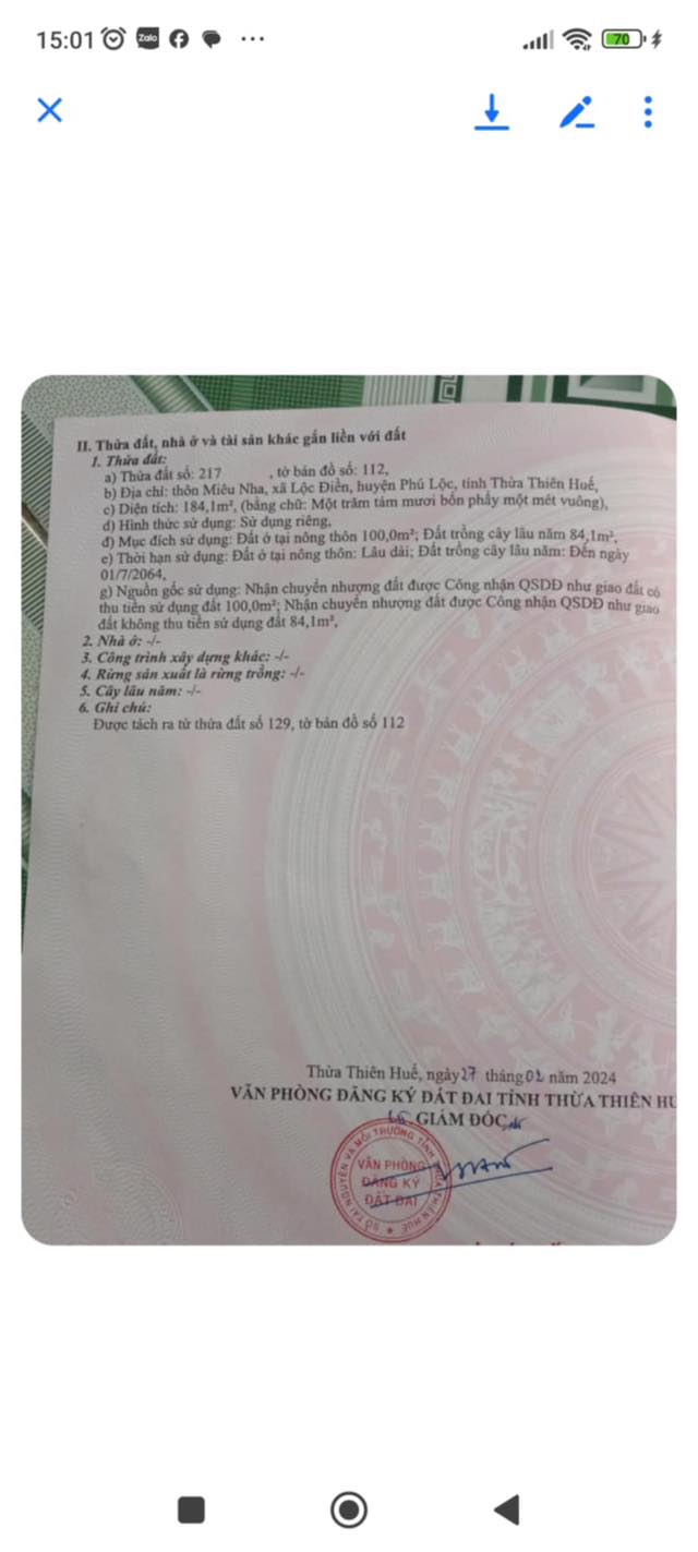 Bán Đất Vàng Thôn Miêu Nha, Huế 184m² - Sổ Hồng Riêng