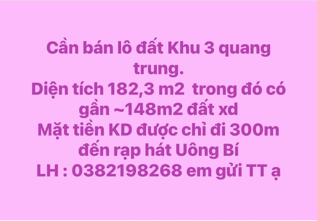 Đất nền mặt tiền KD Quang Trung, Uông Bí - 182.3m² - Sổ đỏ XD