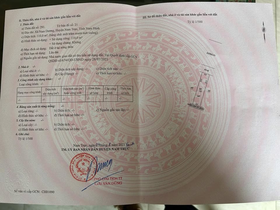 Bán đất Nam Trực, Nam Định: Lô CL1 - 110m² hướng Bắc, sát QL55