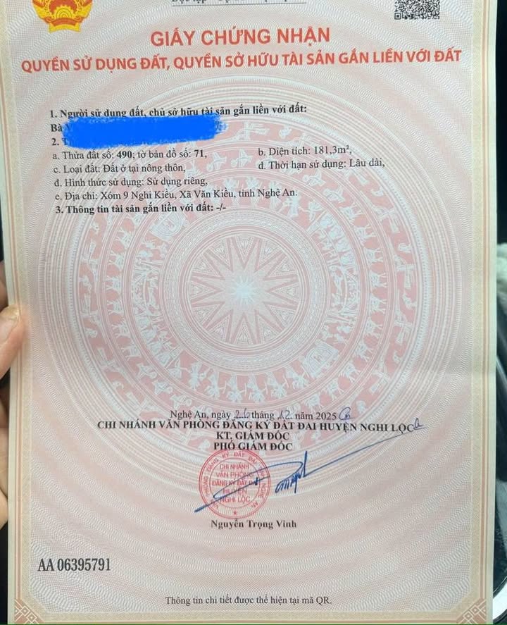 Đất nền Nghi Kiều Nghi Lộc 181m² - Sổ đỏ chính chủ, vị trí đẹp