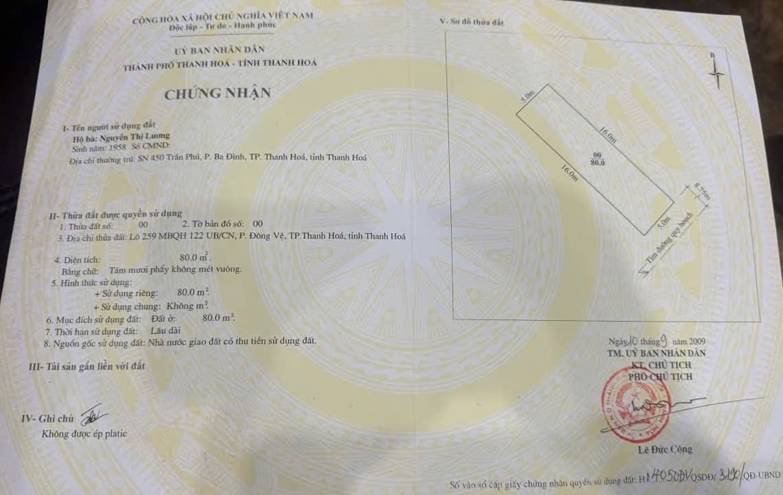 Bán gấp nhà phố Lê Trang, TP Thanh Hóa 80m² - Đối diện công viên hồ sen