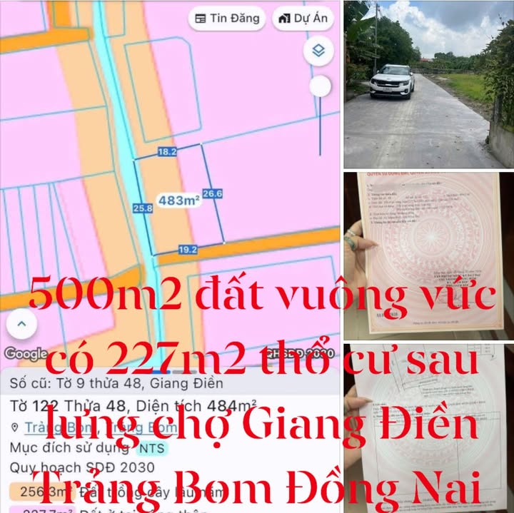 Đất nền Giang Điền 500m² - Giảm Sâu 1.65 Tỷ, View Suối Mát Mẻ
