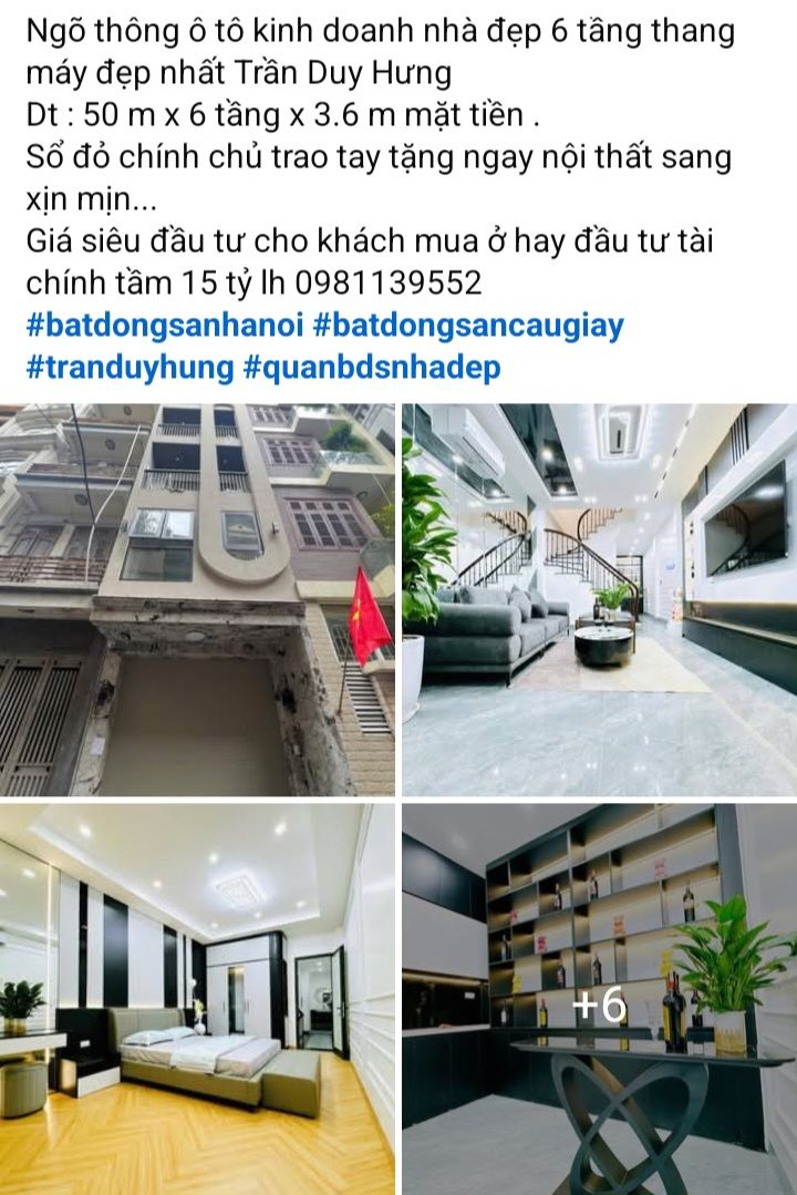 Nhà 6 Tầng Thang Máy Mặt Tiền Trần Duy Hưng - Kinh Doanh Đỉnh Cao 15 Tỷ