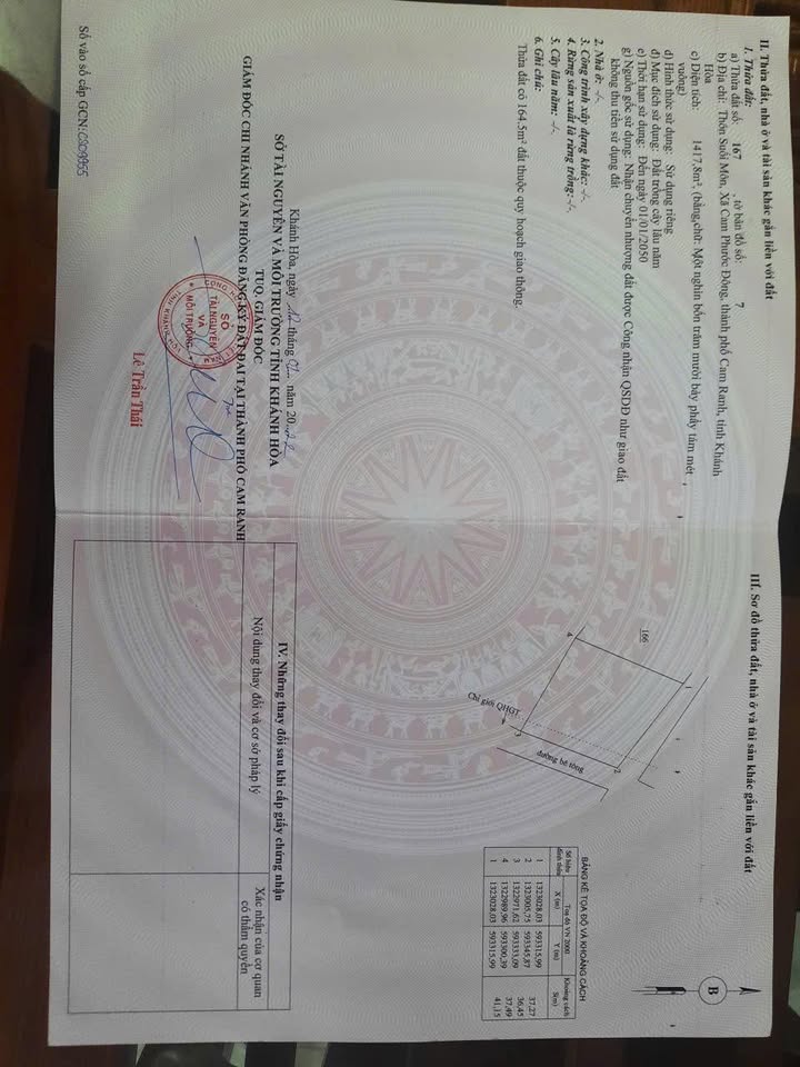 Đất nền Cam Phước Đông 1417m² - Tiềm năng tăng giá vượt trội!