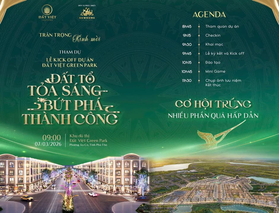 Đất Việt Green Park - Đất nền Phú Thọ | 100ha - Giá thỏa thuận