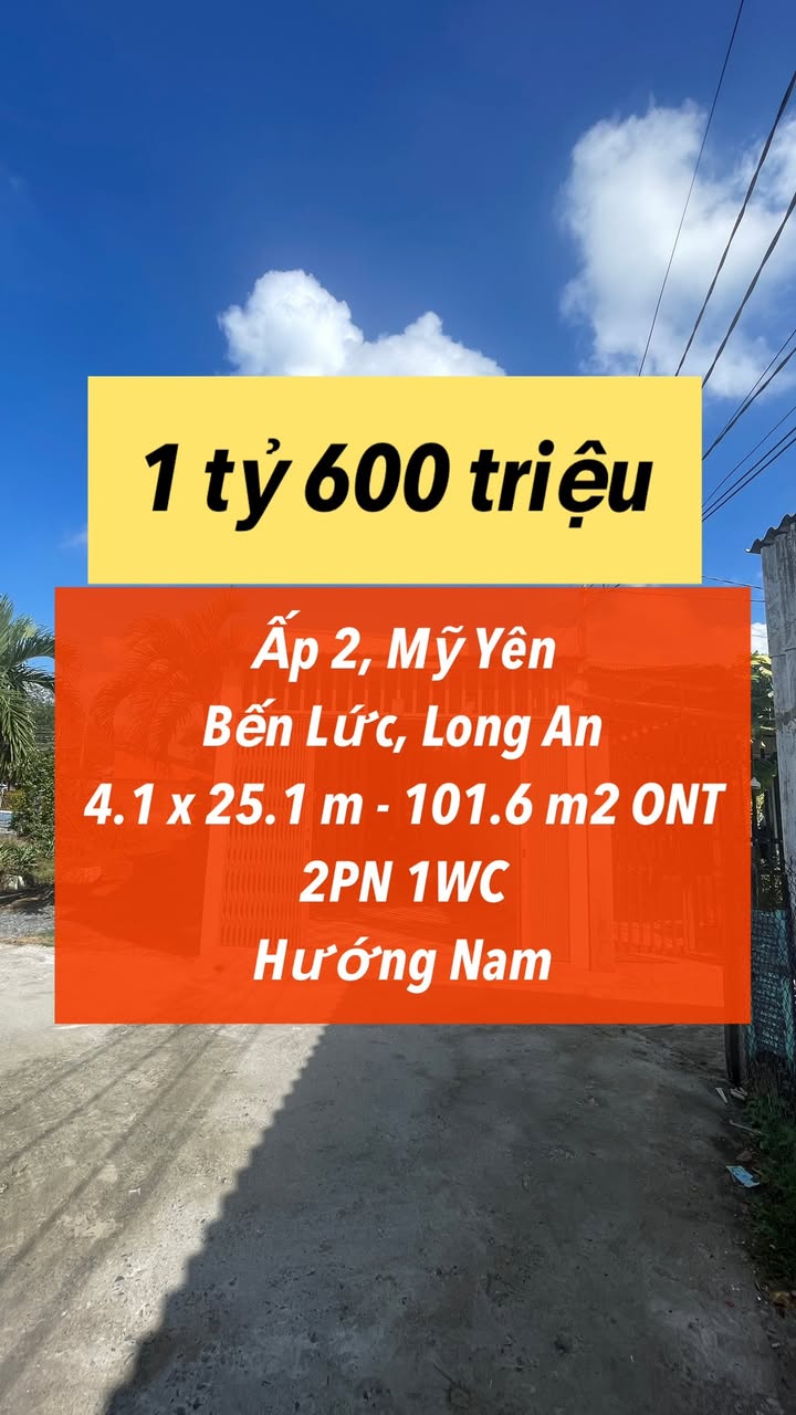 Nhà riêng Bến Lức 101.6m² giá 1.6 tỷ - Ô tô vào tận nhà!