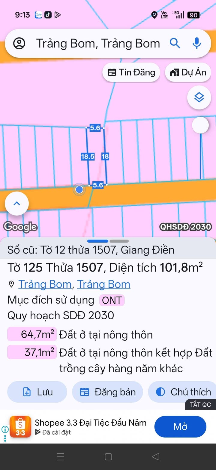 Đất nền Giang Điền 101m² - Sổ đỏ thổ cư, MT nhựa 850 triệu