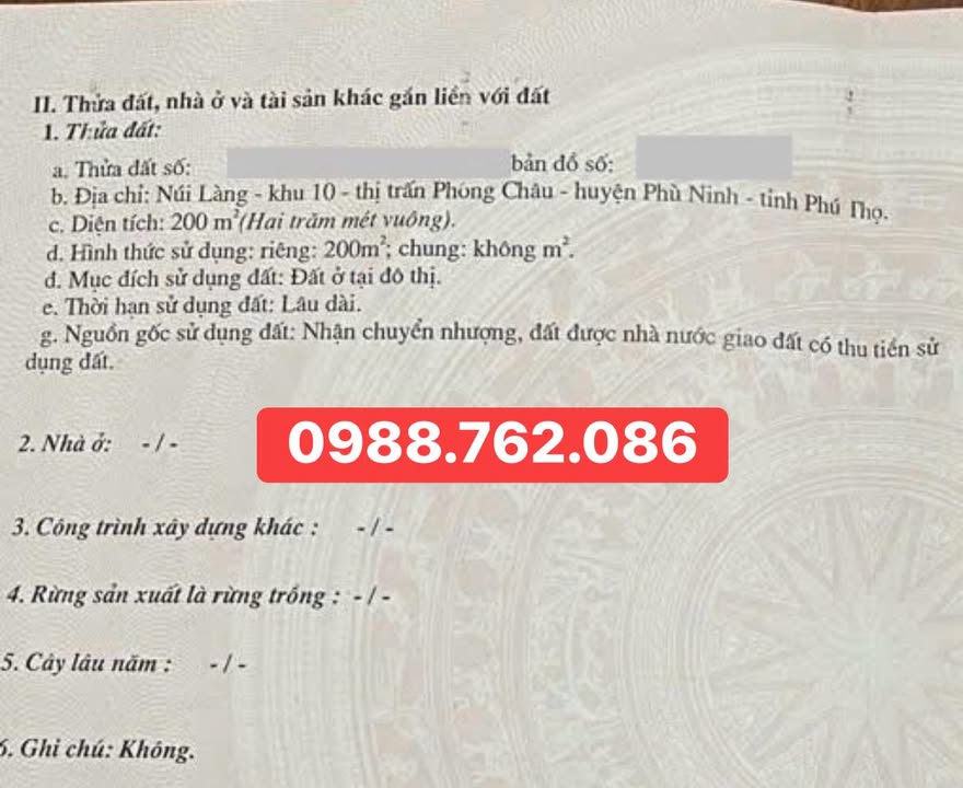 Đất nền Phong Châu, Phù Ninh 100m² - Sổ đỏ chính chủ!