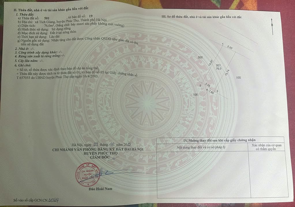 Đất nền Phúc Thọ 76m² giá chỉ 3 tỷ - Tiềm năng tăng giá vượt trội!