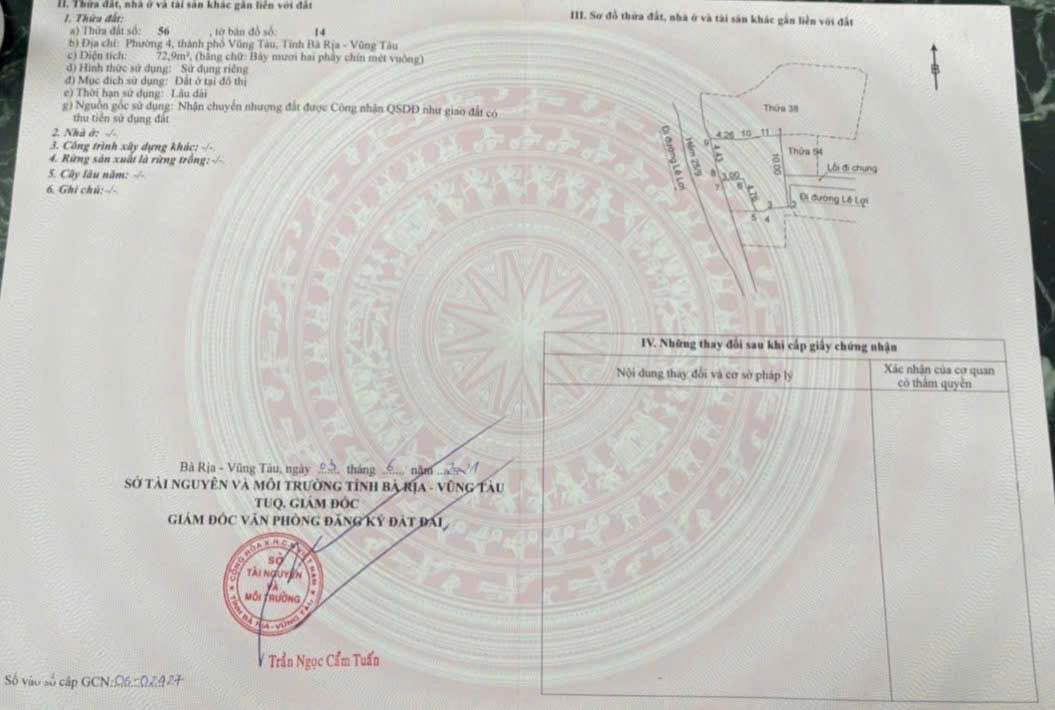 Bán Đất Vũng Tàu - 72m² Hẻm Lê Lợi, Phường 4 - Giá 4.2 Tỷ