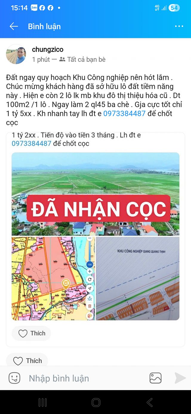 Đất nền Ba Chè QL45 100m² 1.5 tỷ - Đường ô tô