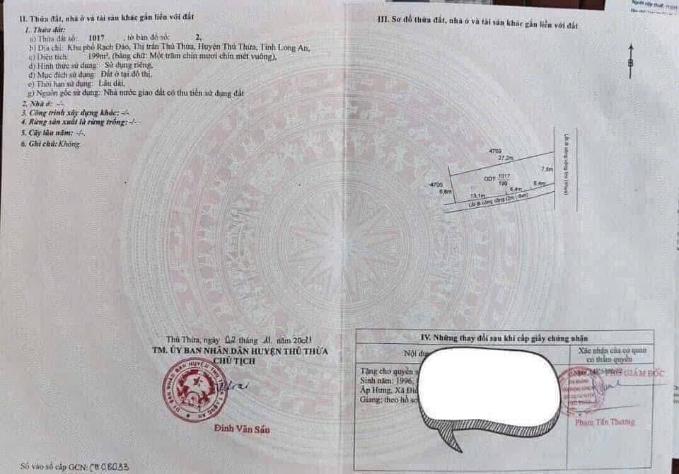 Đất nền Thủ Thừa Long An 212m² - Sổ đỏ chính chủ, xây dựng tự do!