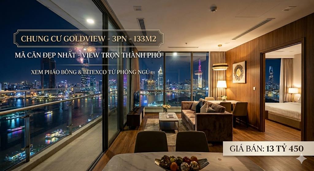 Căn hộ The Gold View Q4 133m² view đẹp Bitexco - Dọn vào ở ngay!