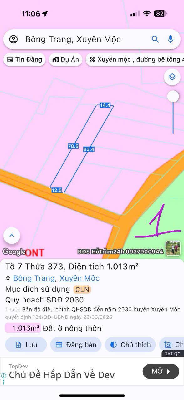 Đất Vàng Xuyên Mộc 1000m² - Sổ Hồng Chính Chủ, Đường Nhựa Thông Thoáng