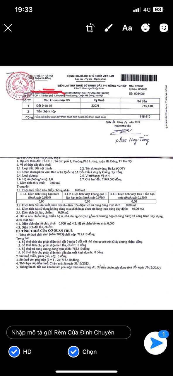 Đất nền 60m² Ngõ 5 Ba La Hà Đông - Chính chủ bán, giá 1.2 tỷ!