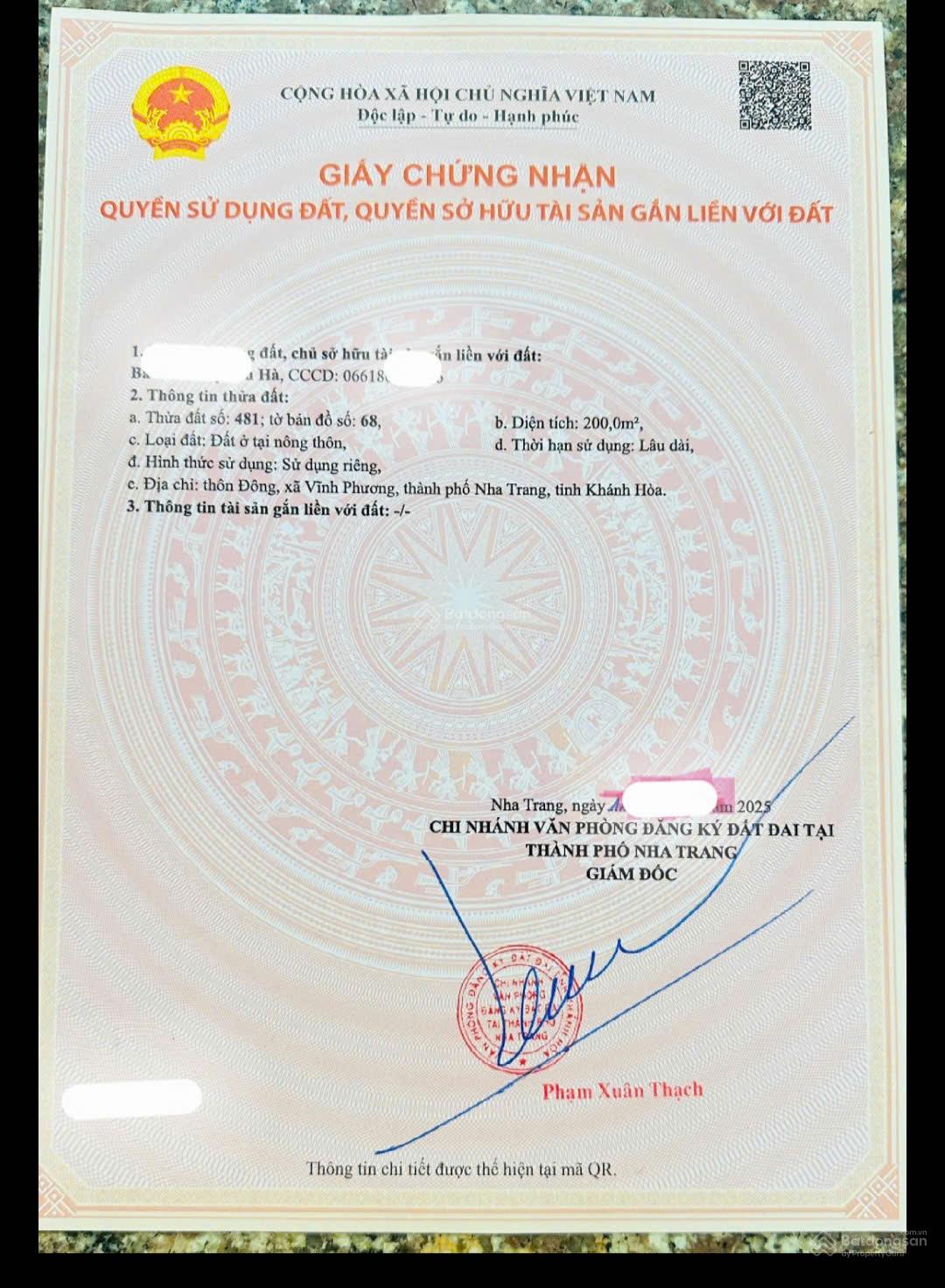 Đất Vĩnh Phương Nha Trang 200m² - Sổ Hồng Full Thổ Cư, Giá 1.8 Tỷ