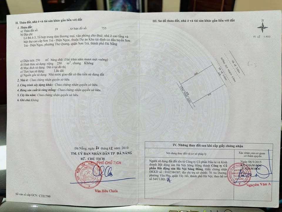 Đất Mặt Tiền Thành Vinh 2, Sơn Trà - 250m² Sẵn Sàng Đầu Tư Nghỉ Dưỡng